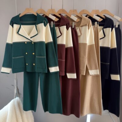 women’s double wide-leg pants two-piece set