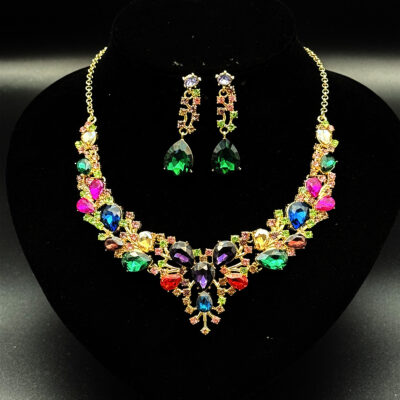 bridal necklace earrings two-piece set