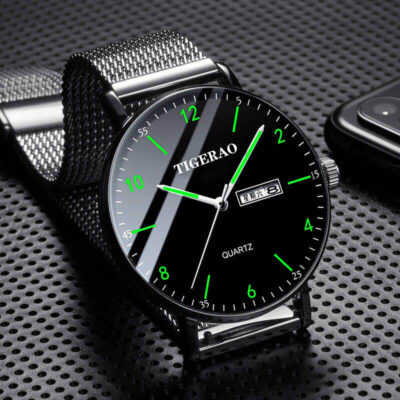 men’s waterproof double calendar watch