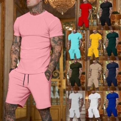 trade men’s  short sleeve suit two-piece set