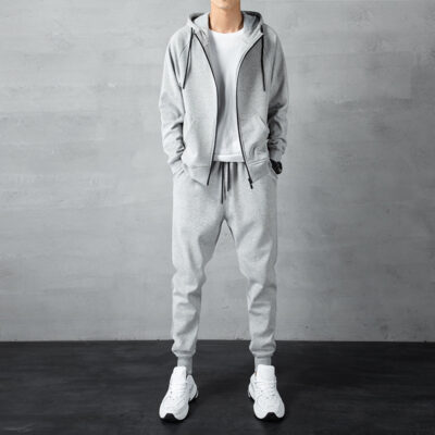 men’s cardigan hooded two-piece set