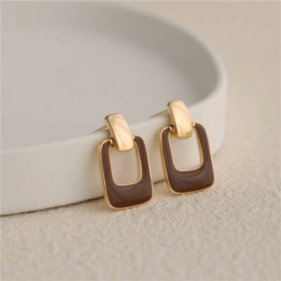 silver needle coffee earrings women’s niche design