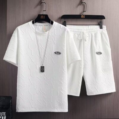 men’s short sleeve t-shirt shorts two-piece