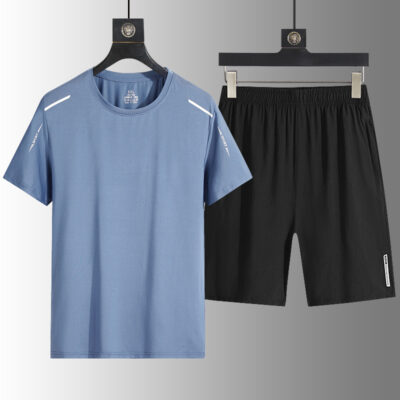 silk men’s casual sportswear  two-piece set
