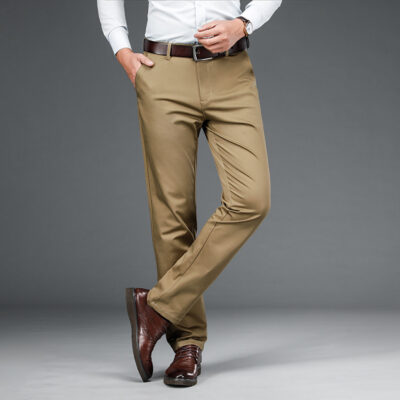 Men’s slacks straight cotton elastic trousers