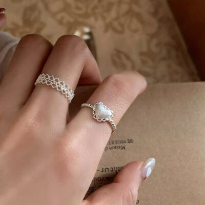 women’s sterling silver brushed  ring