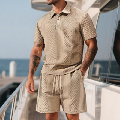 men’s thin jacquard lapel shorts suit