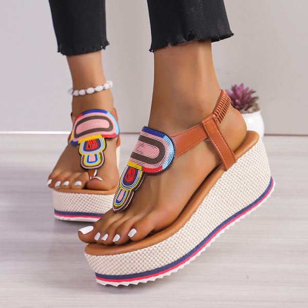 Women's Elastic Thick Sole Wedge Heel High Sandals