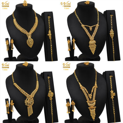 Bridal 24k Gold Plated Necklace Set of 4