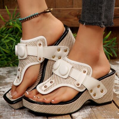 plus size clip-toe wedge sandals