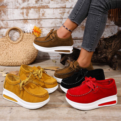 front lace-up wedge casual single shoe women