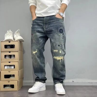 men’s distressed harlan tapered pants