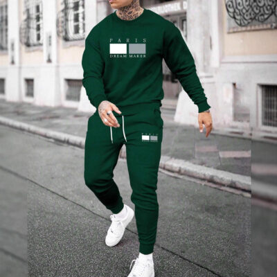 Crew neck sweatshirt sports suit
