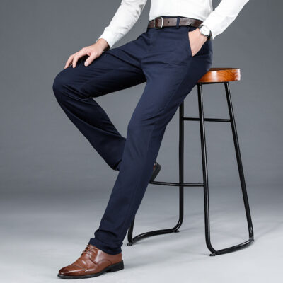 men’s bamboo fiber straight casual trousers