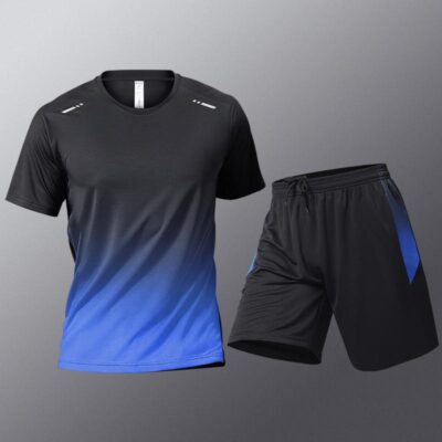 silk mesh sportswear two piece set for men
