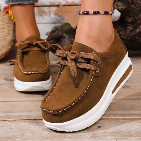 Second image of front lace-up wedge casual single shoe women