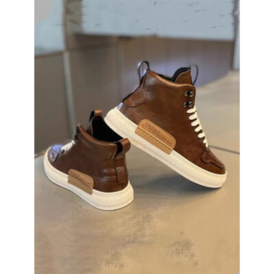 high-top leather panel for men