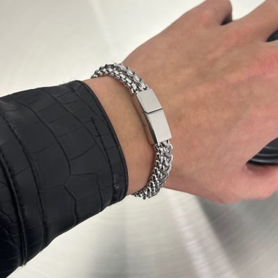 Double-layer magnetic buckle titanium steel men’s bracelet